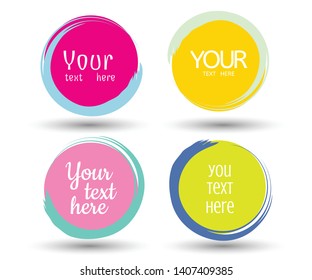 Handwritten with color circle brush stroke backgrounds for business, banner, promotion and advertising. Abstract vector banners. Design illustration elements. - Vector