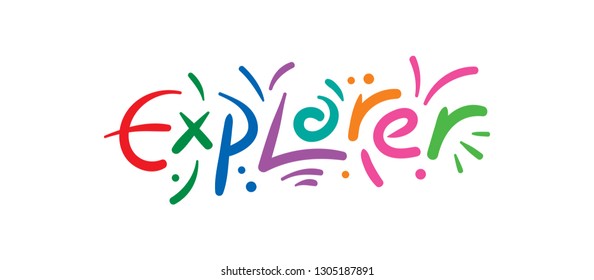 handwritten colorful explorer logo concept