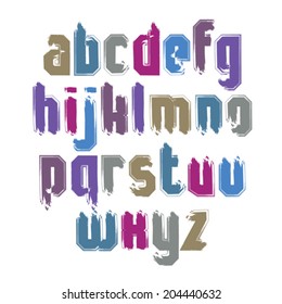 Handwritten contemporary vector lowercase letters, doodle hand-painted alphabet.