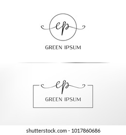 Handwritten 'cp' or 'ep' logo for event/branding identity. Vector image.