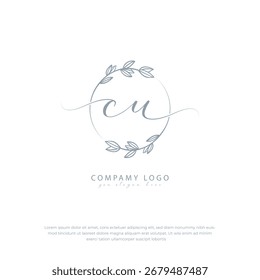 Logotipo inicial manuscrito de CU con