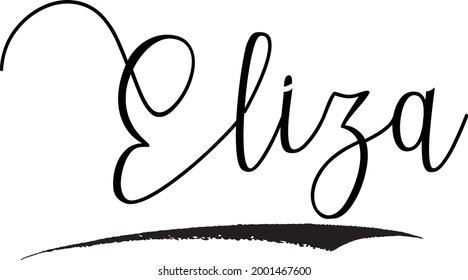Handwritten Cursive Calligraphy Black Color Text Eliza
