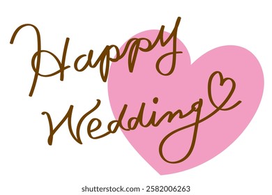 Handwritten cursive calligraphy "happy wedding"