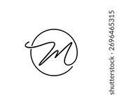 Handwritten Cursive Initial Letter M Logo Design