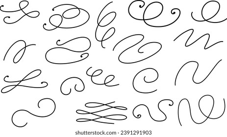 Handwritten curved lines, doodle design