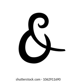 Handwritten custom ampersand on white background.  Isolated. Vector illustration. For wedding invitations, greeting cards, posters, placards, logo