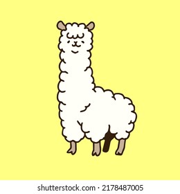 Handwritten cute alpaca simple illustration