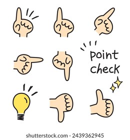 Iconos de apuntar lindos escritos a mano (punto, cheque, bueno, malo, agradable, etc.)