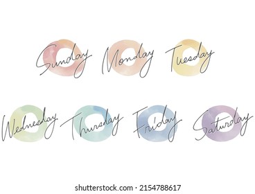 Handwritten day-of-week icons. One week set.