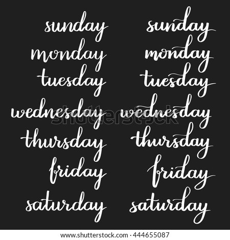 handwritten days week monday