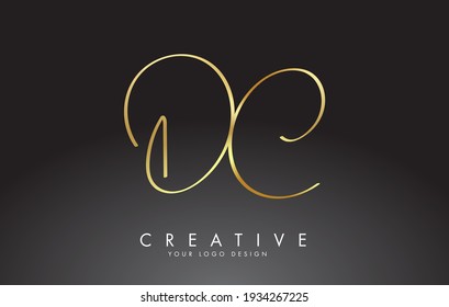 Handwritten DC D C Golden Luxury Letters Logo with a minimalist design. Creative Stamp Vector Illustration with letters D and C. 