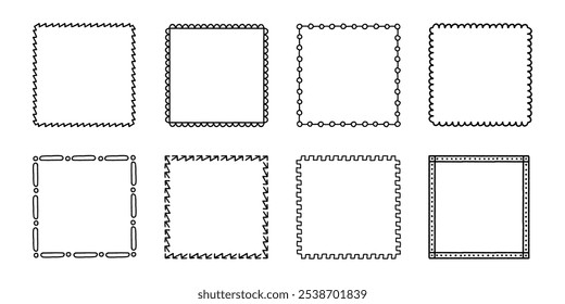 Handwritten decorative ruled frame illustration. Cute retro-inspired pattern. Warm atmosphere.