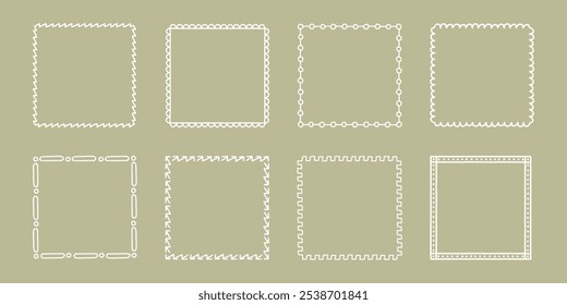 Handwritten decorative ruled frame illustration. Cute retro-inspired pattern. Warm atmosphere.