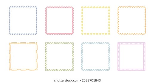 Handwritten decorative ruled frame illustration. Cute retro-inspired pattern. Warm atmosphere.