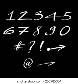 Handwritten digits and symbols set. Vector.