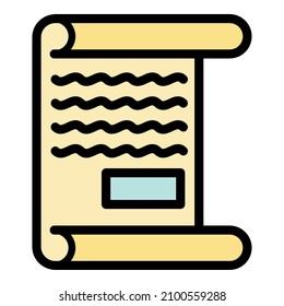 Handwritten document icon. Outline handwritten document vector icon color flat isolated