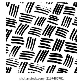 Handwritten doodle dash seamless pattern. Lines and shapes. Handwritten marker design elements on white background.