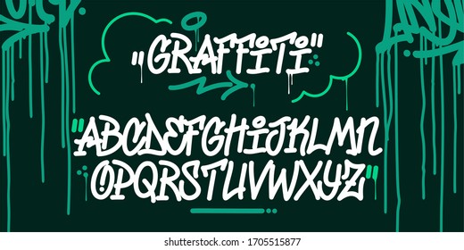 Handwritten Doodle Graffiti Font Alphabet. Vector Abstract Illustration