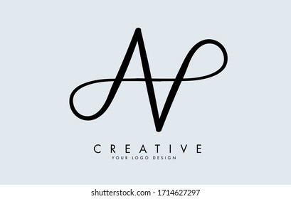 Handwritten Double AA letter logo design. Reflection effect vector illustration.Reflection effect vector illustration sign.