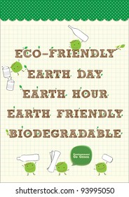 handwritten earth word with recycle bean