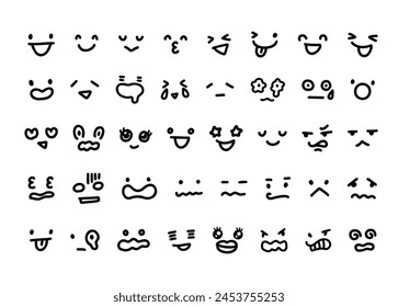 Handwritten emoticon set with various expressions