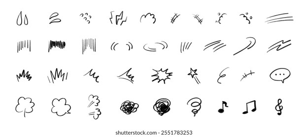 Handgeschriebene emotionale Symbole. Piktogramme für Gefühle.