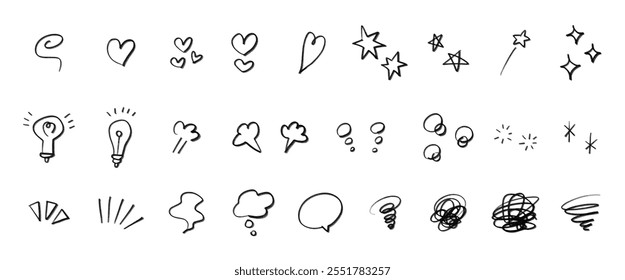 Handwritten emotional icons. Pictograms for feelings.