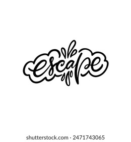 Handgeschriebenes Escape-Logo-Design mit moderner, verspielter Typografie mit fließenden Linien und dynamischen Elementen.
