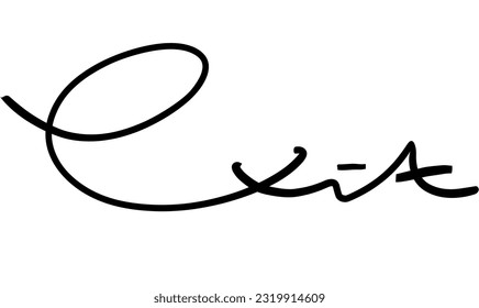 Handwritten "exit" vector shape for design