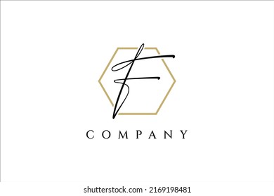 Handwritten F letter logo. Simple signature vector