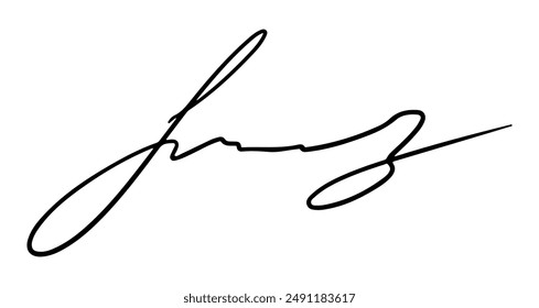 Handwritten fake autograph. Fictitious vector signature for signing documents on white background