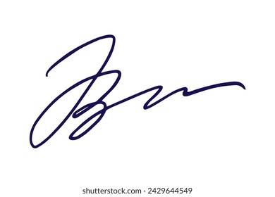 Handwritten fake signature for personal contract. Autograph isolated on white background.