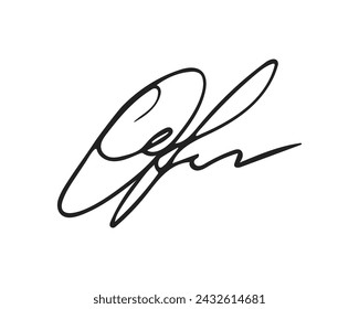 Handwritten fake signature for personal contract. Autograph isolated on white background.