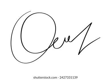 Handwritten Fake signature scribble for business certificate or note. Fictitious expressive Autographs with letter O on Transparent background. Vector doodle isolated illustration.