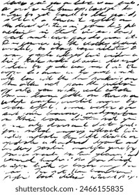 Handwritten fancy cursive text in ink, original and vintage look. Resembles a love letter, poem, journal, messy diary, essay writing, manuscript draft, with grungy vintage textures and ink blots.