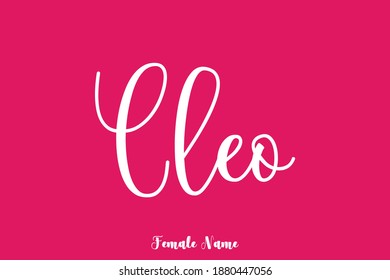 Handwritten  Female Name "Cleo" Typography Text On Pink Background