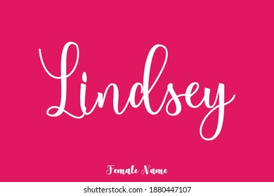 Handwritten  Female Name "Lindsey " Typography Text On Pink Background