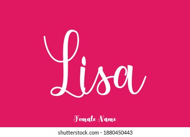 Handwritten  Female Name "Lisa " Typography Text On Pink Background