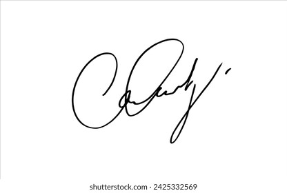 Handwritten fictitious signature for documents. Isolated vector illustration