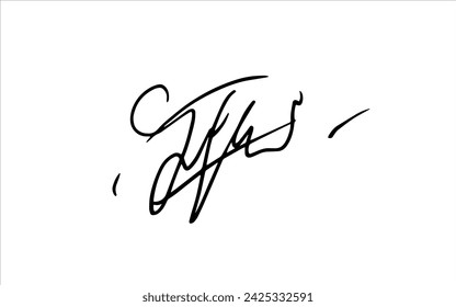 Handwritten fictitious signature for documents. Isolated vector illustration