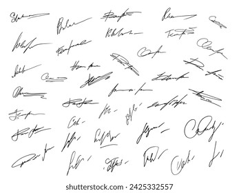 Handwritten Fictitious Signature Set for Business" - a convenient selection of autographs for official documents and contracts