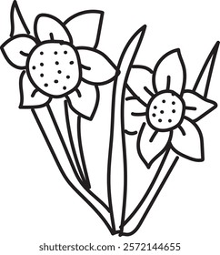 handwritten flowers black line elements