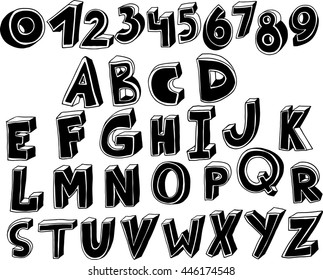 Handwritten font in 3d style Vector letters isolated on white background