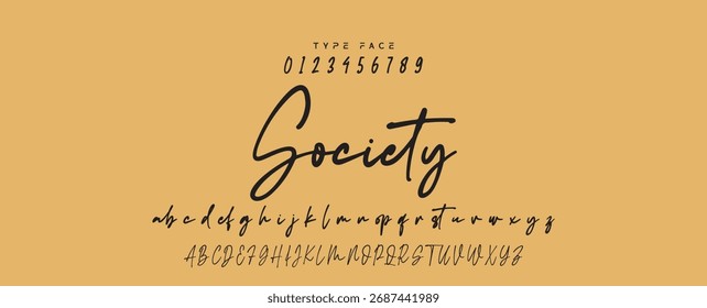 Caligrafia de Fonte Manuscrita Script Tipo de Fonte Letras de fonte Manuscritas, Vetor de ilustração, para design