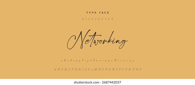 Caligrafia de Fonte Manuscrita Script Tipo de Fonte Letras de fonte Manuscritas, Vetor de ilustração, para design