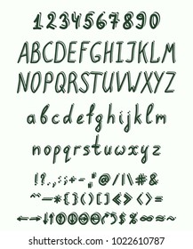 Handwritten font with a full set of elements