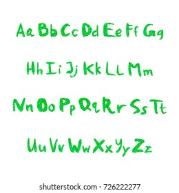 Handwritten font from sequins. Brilliant hand-written letters for design. Font of glitter. Vector illustration
