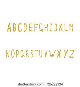 Handwritten font from sequins. Brilliant hand-written letters for design. Font of glitter. Vector illustration