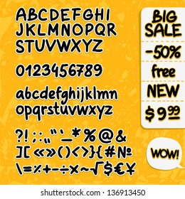 handwritten font with text samples.