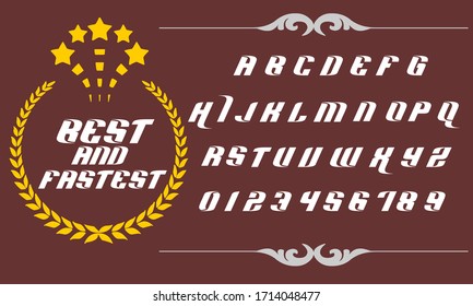 Handwritten fonts and alphabets, calligraphic characters, numbers and vintage vector illustrations